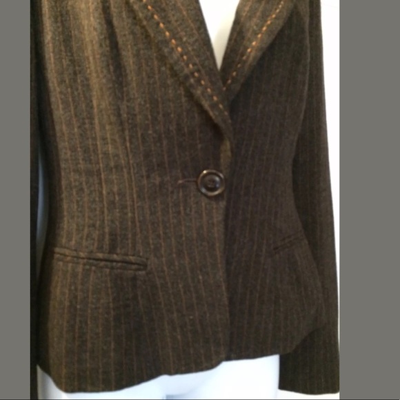 NANETTE LEPORE Wool Blazer striped gray brown Bow - Picture 3 of 7